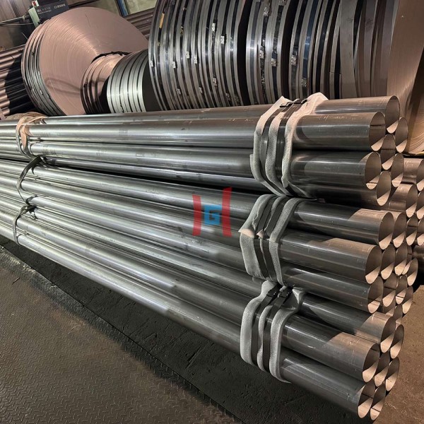 Piles of aluminum tubes